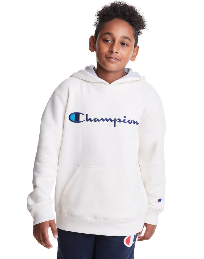 Champion Reverse Weave Embroidered Logo Hoodie Meisjes - Wit - Belgie 9104LHPTO